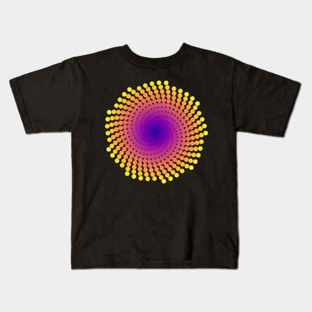 Whirlpool Spiral | Light Sunset Yellow Red Blue Kids T-Shirt by aRtVerse